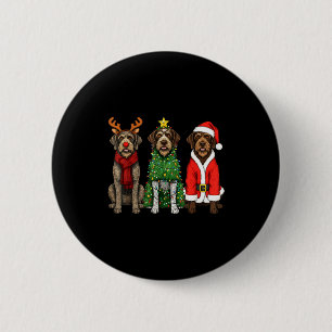 Retro Christmas Wirehaired Inting Griffon Santa Re 6 Cm Round Badge