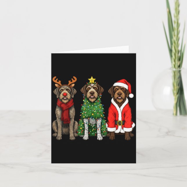 Retro Christmas Wirehaired Inting Griffon Santa Re Card (Front)