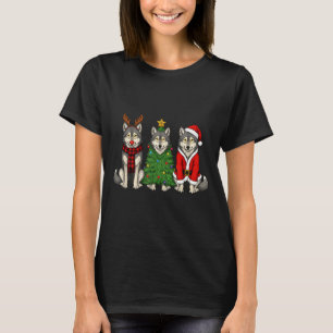 Retro Christmas Wolf Santa Reindeer  T-Shirt