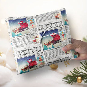 Retro Christmas Wrapping Paper Newspaper Wrap