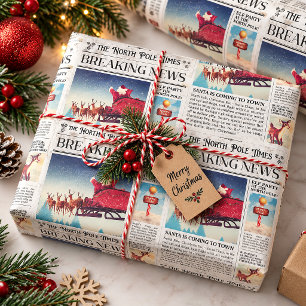 Retro Christmas Wrapping Paper Newspaper Wrap