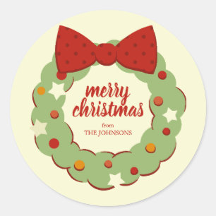 Retro Christmas Wreath Sticker