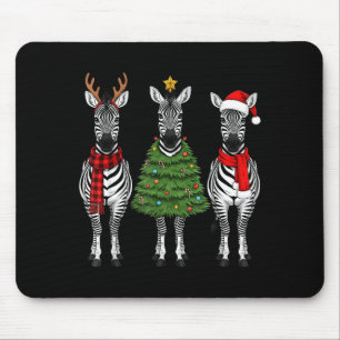 Retro Christmas Zebra Santa Reindeer Safari Animal Mouse Mat