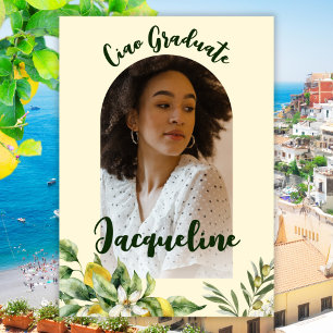 Retro Ciao Graduate Italian 2024 Pink Arch Photo Invitation