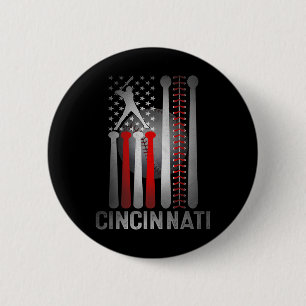 Retro Cincinnati American Flag Distressed Baseball 6 Cm Round Badge