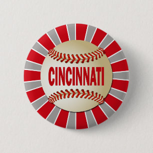 RETRO CINCINNATI BASEBALL 6 CM ROUND BADGE