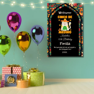 Retro Cinco De Mayo- Cute Cat Birthday Welcome Photo Print