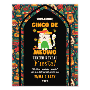 Retro Cinco De Mayo Cute Cat Gender Reveal Welcome Photo Print