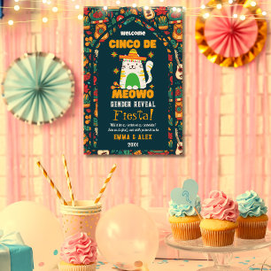 Retro Cinco De Mayo Cute Cat Gender Reveal Welcome Photo Print