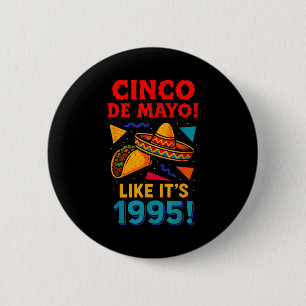 Retro cinco de mayo mexican party  6 cm round badge