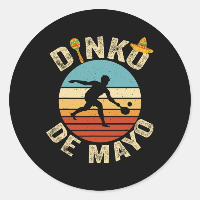 Retro Cinco De Mayo Picklell Player Dinking Dinko  Classic Round Sticker (Front)