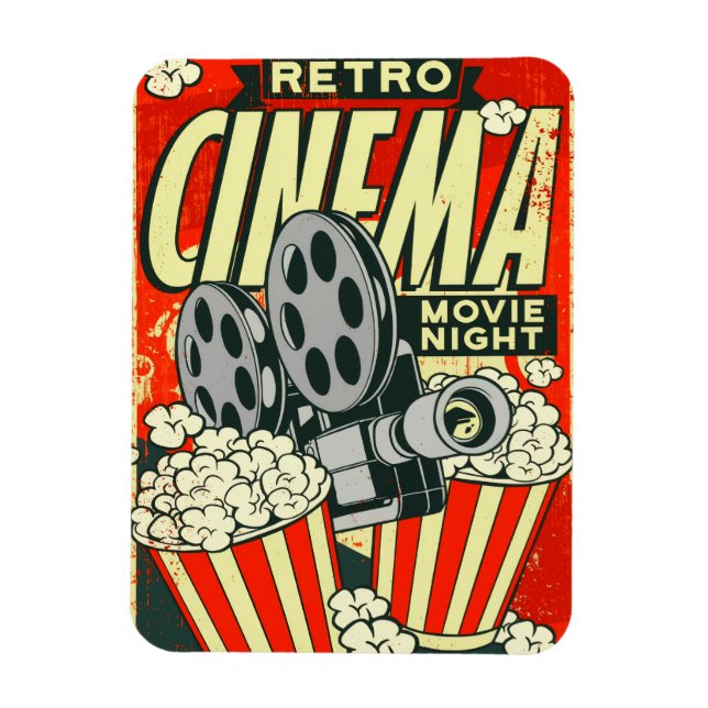Retro *CINEMA* [Movie Night] Flexible Magnet (Vertical)