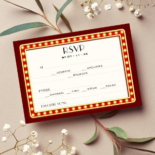 Retro Cinema Movie Theatre Marquee Sign Wedding RSVP Card