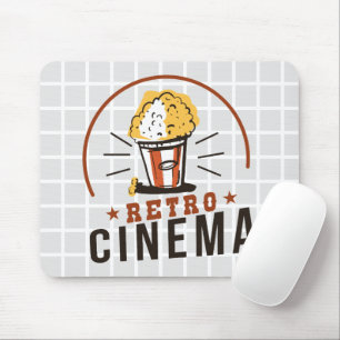 Retro Cinema Popcorn Grid Mouse Pad