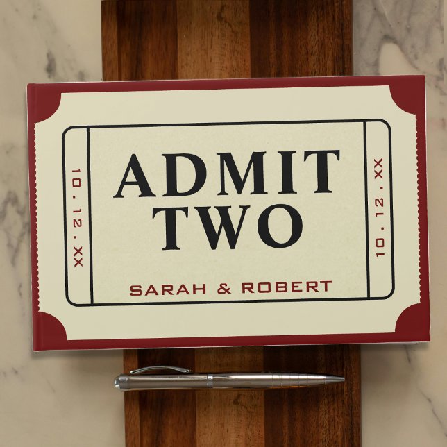 Retro Cinema Theatre Admit Two Ticket Wedding Guest Book (Retro Cinema Theater Admit Two Ticket Wedding Guest Book)