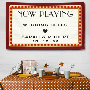 Retro Cinema Theatre Marquee Sign Red Wedding