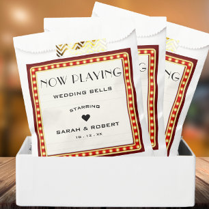Retro Cinema Theatre Marquee Sign Red Wedding Favour Bags