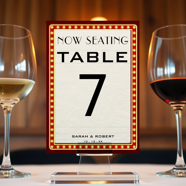 Retro Cinema Theatre Marquee Sign Red Wedding Table Number (Retro Cinema Theater Marquee Sign Red Wedding Table Number
)