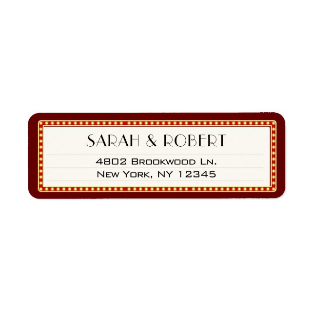 Retro Cinema Theatre Marquee Sign Wedding Address (Front)