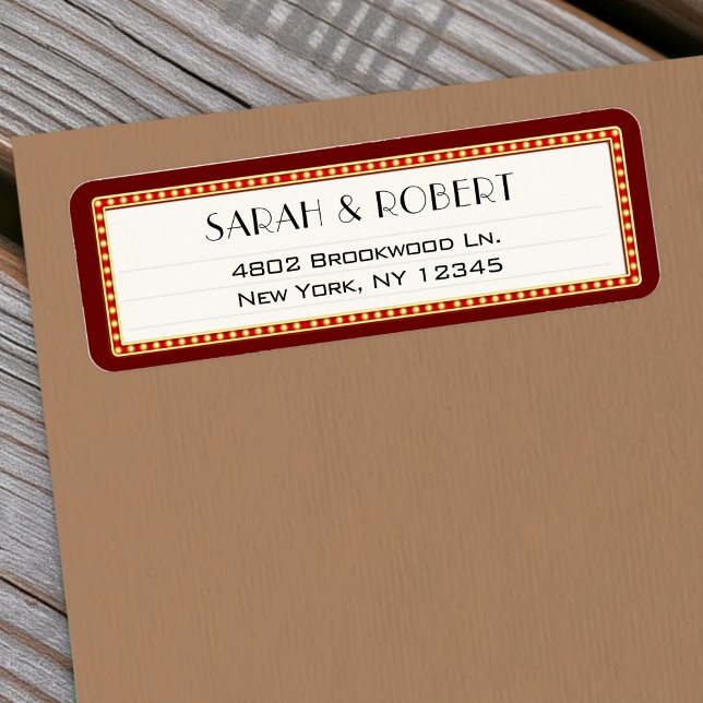 Retro Cinema Theatre Marquee Sign Wedding Address (Retro Cinema Theater Marquee Sign Wedding Address Label
)