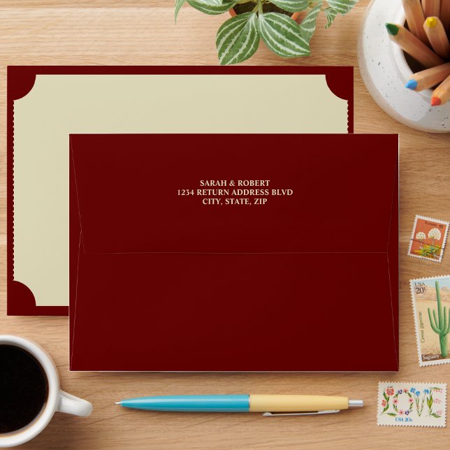 Retro Cinema Theatre Ticket Stub Wedding Envelope (Retro Cinema Theater Ticket Stub Wedding Envelope)