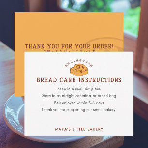 Retro Cinnamon Roll Logo Bread Care Instructions Thank You Card