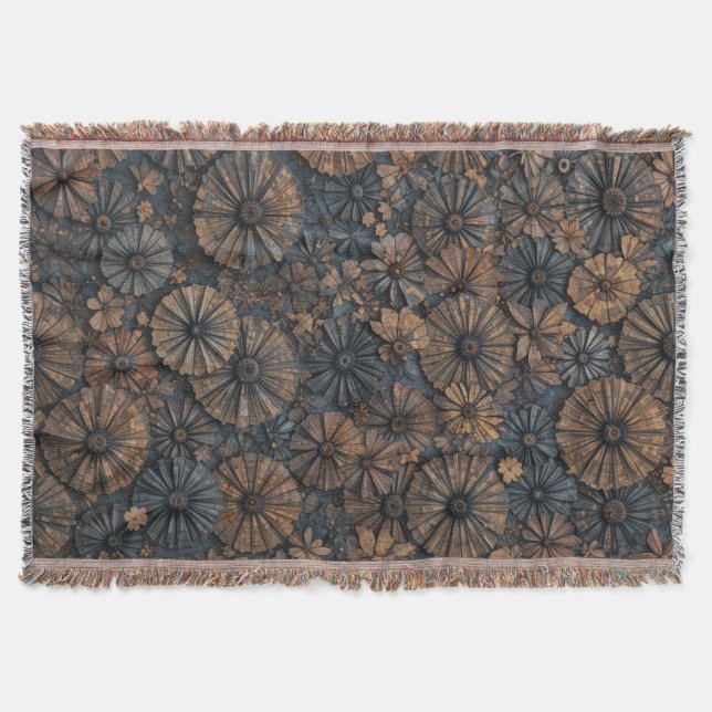 Retro Circle Elegance Throw Blanket (Front)