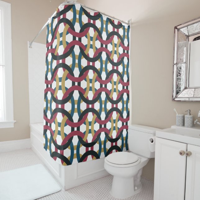 Retro circle knots shower curtain (In Situ)