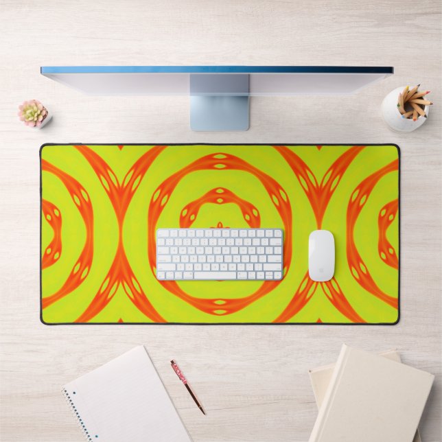 Retro circle red and yellow shapes desk mat (Office 1)