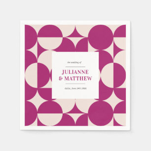 Retro Circle Scallop Mid Century Purple Wedding Napkin
