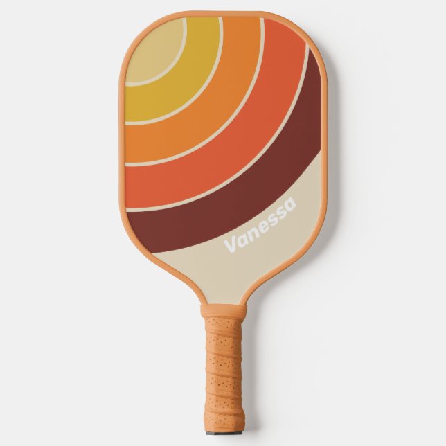 Retro Circle Stripe with Name Pickleball Paddle (Front)