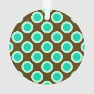 Retro circled dots, brown and turquoise ornament