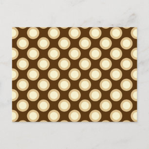 Retro circled dots, chocolate, cream and tan postcard