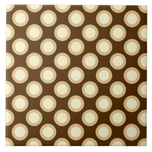 Retro circled dots, chocolate, cream and tan tile