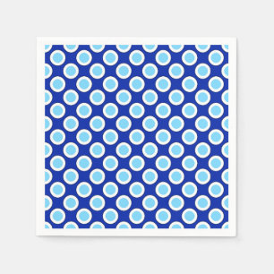 Retro circled dots, cobalt blue and white napkin