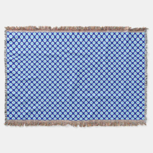 Retro circled dots, cobalt blue and white throw blanket