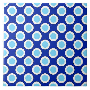 Retro circled dots, cobalt blue and white tile