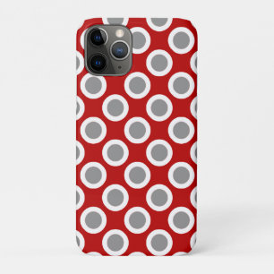 Retro circled dots, deep red and grey iPhone 11 pro case