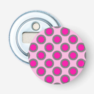Retro circled dots, fuchsia, grey and pink bottle opener
