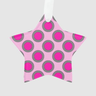 Retro circled dots, fuchsia, grey and pink ornament