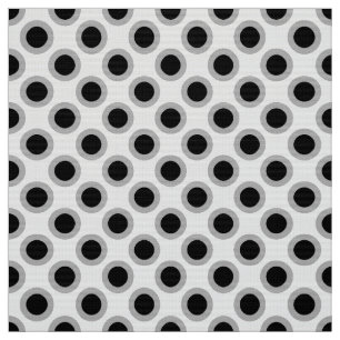 Retro circled dots, grey, black and white fabric