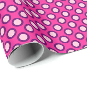 Retro circled dots, magenta, pink and purple wrapping paper