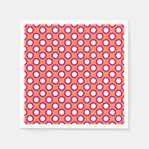 Retro circled dots, mandarin orange and magenta napkin