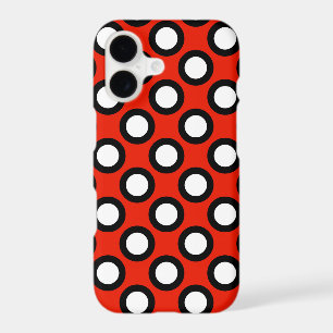 Retro circled dots, red, black and white