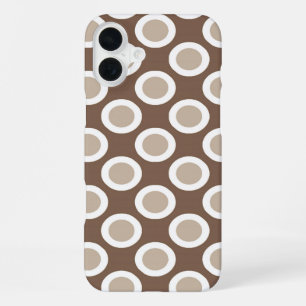 Retro circled dots, shades of taupe tan iPhone 16 plus case