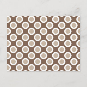 Retro circled dots, shades of taupe tan postcard