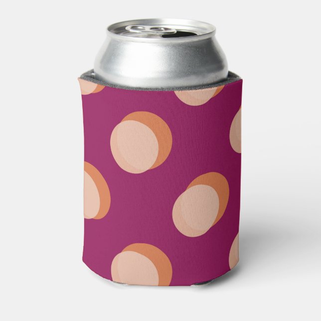 Retro Circles and Shadows Bold Pattern Purple Can Cooler (Can Back)