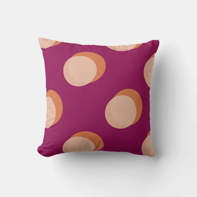 Retro Circles and Shadows Bold Pattern Purple Cushion (Front)