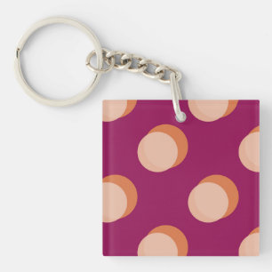 Retro Circles and Shadows Bold Pattern Purple Key Ring