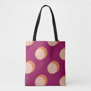 Retro Circles and Shadows Bold Pattern Purple Tote Bag